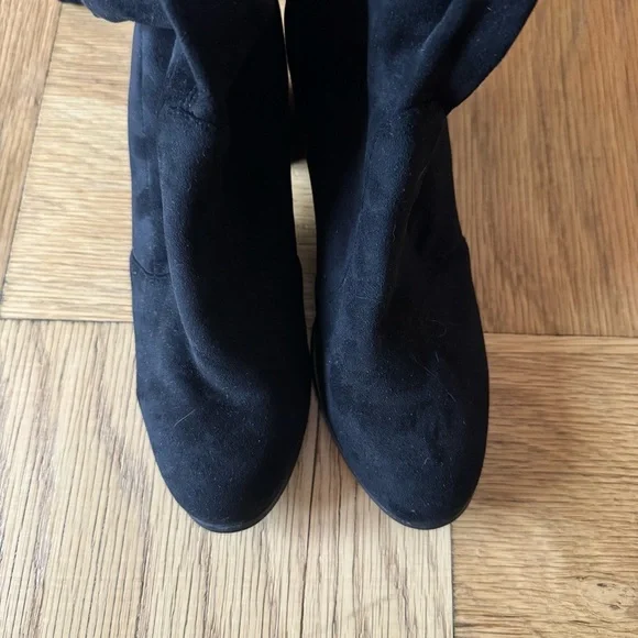 Stuart Weitzman Tieland Boots Black Suede Over The Knee Size 39 Heel - Picture 12 of 16
